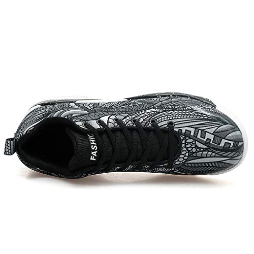 Zapatillas para Hombre - Zapatos Deportes Baloncesto Senderismo Running Andar Zapatos Amortiguadores de Colchón de Aire Sneakers Calzado 3D Pintadas(Negro B,38)