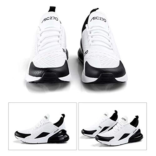 Zapatillas Running Hombre Antideslizantes Ligeras Zapatillas de Correr Casual para Deportivas de Malla Blanco Negro 40