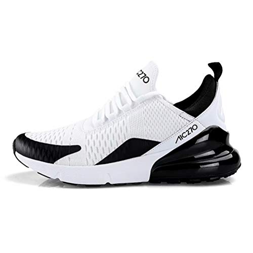 Zapatillas Running Hombre Antideslizantes Ligeras Zapatillas de Correr Casual para Deportivas de Malla Blanco Negro 40