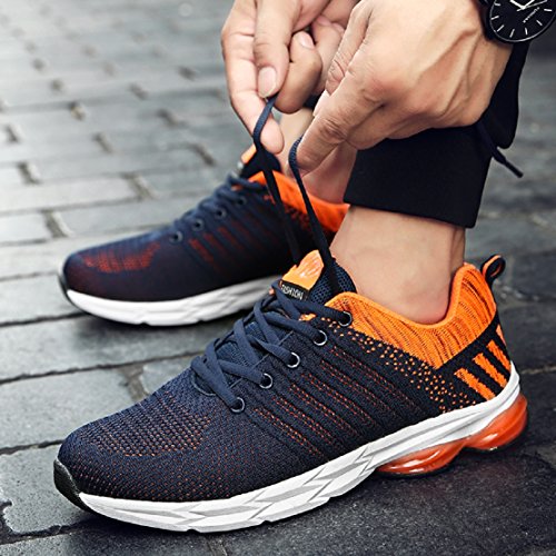 Zapatillas Running para Hombre Aire Libre y Deporte Transpirables Casual Zapatos Gimnasio Correr Sneakers Naranja 42