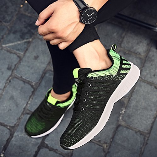 Zapatillas Running para Hombre Aire Libre y Deporte Transpirables Casual Zapatos Gimnasio Correr Sneakers Verde 39