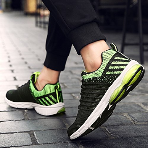 Zapatillas Running para Hombre Aire Libre y Deporte Transpirables Casual Zapatos Gimnasio Correr Sneakers Verde 44