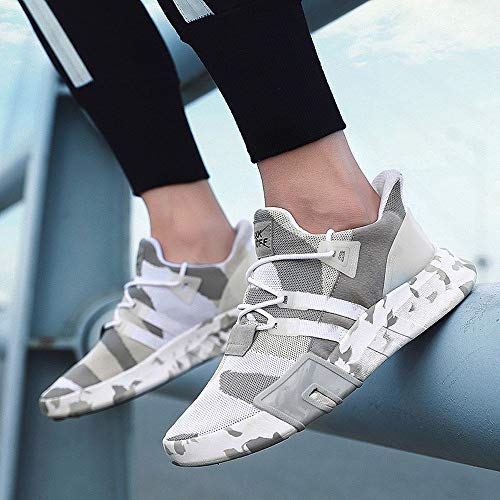 Zapatillas Running para Hombre Aire Libre y Deporte Transpirables Ligeras Zapatos Gimnasio Correr Malla Sneakers Casual Comodas Deportivas Zapatos competitivos Blanco riou