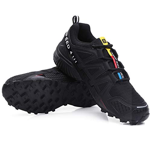 Zapatillas Trekking Hombre Zapatillas Senderismo Transpirable Antideslizante Al Aire Libre Zapatillas de Deporte Negro 42