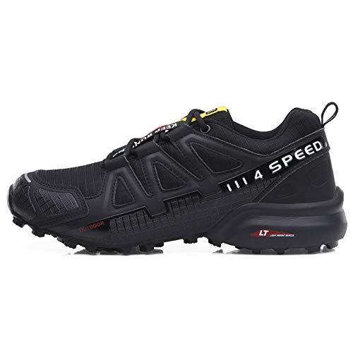 Zapatillas Trekking Hombre Zapatillas Senderismo Transpirable Antideslizante Al Aire Libre Zapatillas de Deporte Negro 42