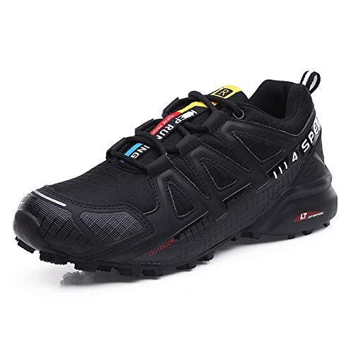 Zapatillas Trekking Hombre Zapatillas Senderismo Transpirable Antideslizante Al Aire Libre Zapatillas de Deporte Negro 42