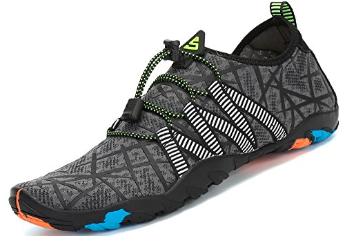 Zapatos de Agua para Buceo Snorkel Surf Piscina Playa Vela Mar Río Aqua Cycling Deportes Acuáticos Calzado de Natación Escarpines para Hombre Mujer (43 EU, Gris)