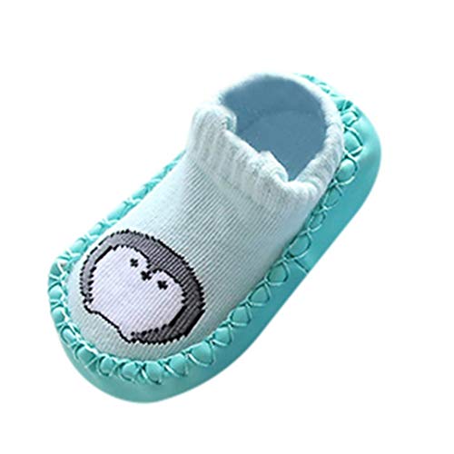 Zapatos de bebé, ASHOP Niña Niño Casuales Zapatillas del Otoño Invierno Flock Deporte Antideslizante del Zapatos Calcetines de Dibujos Animados Animal Slipper Boots 0-24 Meses (Verde,18-24 Meses)