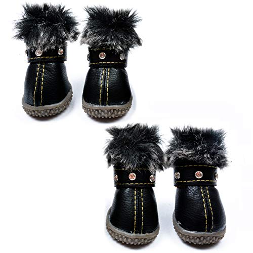Zapatos Impermeables para Perros Botas De Nieve para Invierno para Perros Paw Cover Velcro Reflectante - Antideslizante - Adecuado para Mascotas Grandes y Medianas Paquete De 4,Negro,XL
