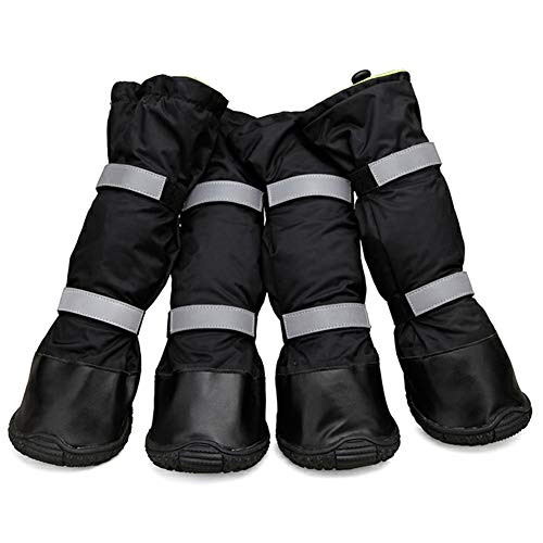 Zapatos Impermeables para Perros Botas De Nieve para Invierno para Perros Paw Cover Velcro Reflectante -Antideslizante - Adecuado para Mascotas Grandes y Medianas Paquete De 4,Negro,S