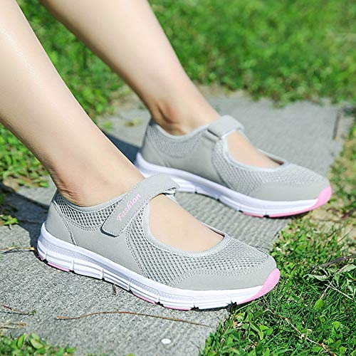 Zapatos Malla de Mujer de Velcro Deportivo de Calzado Casual Ligero Aire Libre y Deporte Transpirables Casual Zapatos Gimnasio Correr Sneakers Zapatillas de Deportivo Ligero y Comodo riou