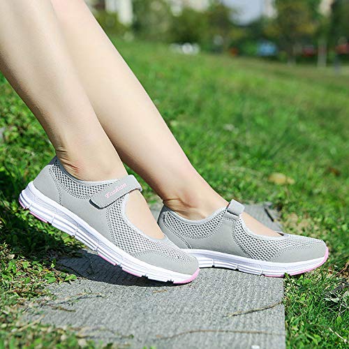 Zapatos Malla de Mujer de Velcro Deportivo de Calzado Casual Ligero Aire Libre y Deporte Transpirables Casual Zapatos Gimnasio Correr Sneakers Zapatillas de Deportivo Ligero y Comodo riou