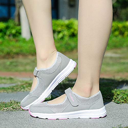 Zapatos Malla de Mujer de Velcro Deportivo de Calzado Casual Ligero Aire Libre y Deporte Transpirables Casual Zapatos Gimnasio Correr Sneakers Zapatillas de Deportivo Ligero y Comodo riou