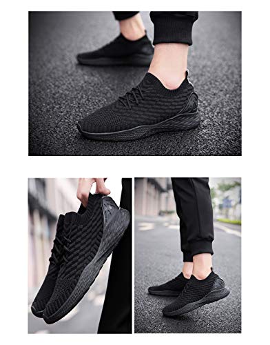 Zapatos para Correr Hombre Calcetines Zapatillas de Deportivo Slip on Sneakers de Gimnasia Jogging Low Top Calzado Knit Transpirables Fitness Negro 41