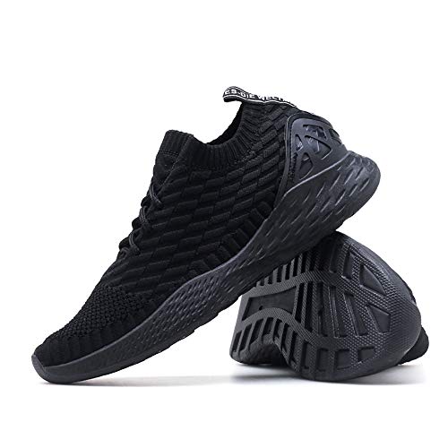 Zapatos para Correr Hombre Calcetines Zapatillas de Deportivo Slip on Sneakers de Gimnasia Jogging Low Top Calzado Knit Transpirables Fitness Negro 41