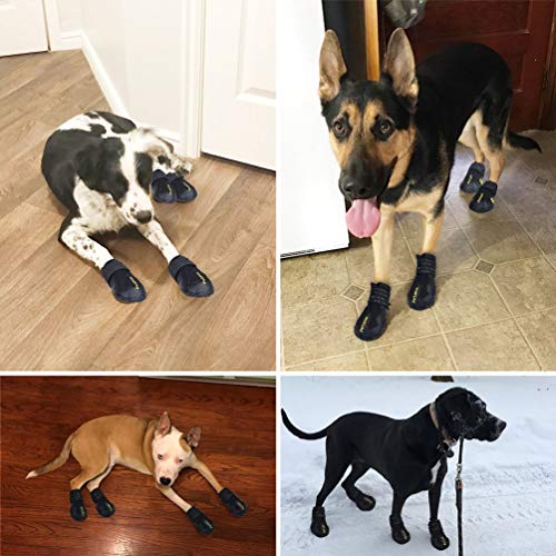 Zapatos para Perros, 4 Pcs Impermeable Zapatos Perro para Mediano y Grandes Perros - Negro (6#)