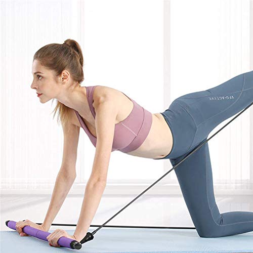 ZCZY Barra de Pilates Portátil, Yoga Pilates con Banda de Resistencia y Bucle para Pies, Gimnasio en Casa Multifuncional Portátil Pilates Stick para Entrenamiento Corporal Total,Cintura,Brazo, Pierna