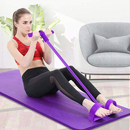 ZCZY Cuerda de Tensión Multifunción,4 Tubos elástico pedal de pie banda de entrenamiento,entrenador de abdomen, cintura, brazo, gimnasio en casa, sit-up,yoga, estiramiento y adelgazamiento