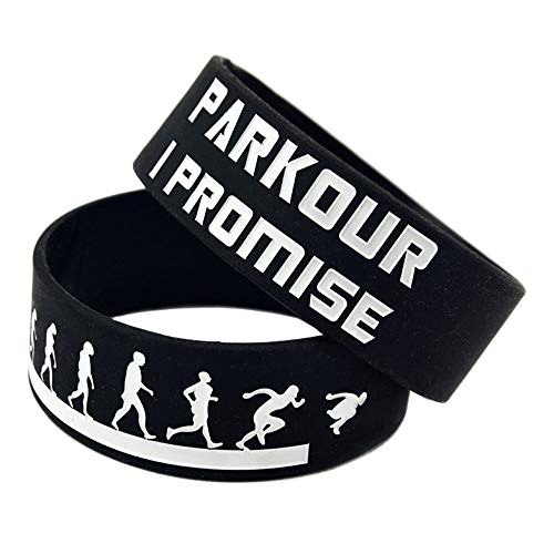 Zdy Pulsera Silicona 2Pcs 1 Pulgada Deportes Pulsera Parkour Parkour Pulsera Silicona I Promise Colorear Logo,Azul