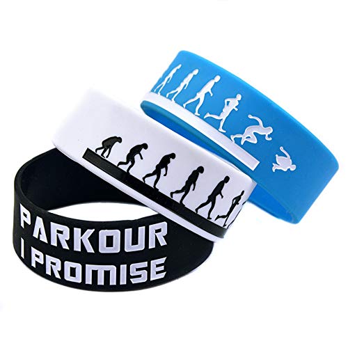 Zdy Pulsera Silicona 2Pcs 1 Pulgada Deportes Pulsera Parkour Parkour Pulsera Silicona I Promise Colorear Logo,Azul