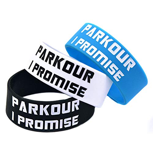 Zdy Pulsera Silicona 2Pcs 1 Pulgada Deportes Pulsera Parkour Parkour Pulsera Silicona I Promise Colorear Logo,Azul