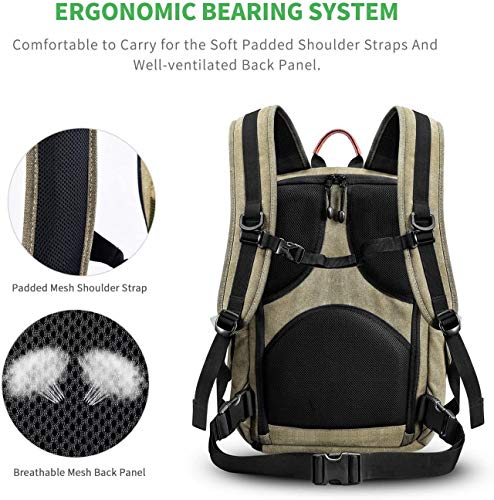 Zecti Mochila Profesional para Cámara Antigolpe e Impermeable Mochila fotografia para DSLR de Gran Capacidad Grande con Protector de Lluvia - Verde