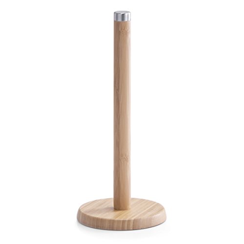 Zeller 25283 - Soporte para Papel de Cocina (bambú y Acero Inoxidable, 14 cm de diámetro, 32 cm de Altura)