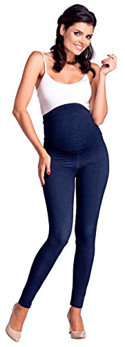 Zeta Ville - Premamá Leggings Efecto Mezclilla Banda para Barriga - Mujer - 948c (Jeans Azul Marino, XL
