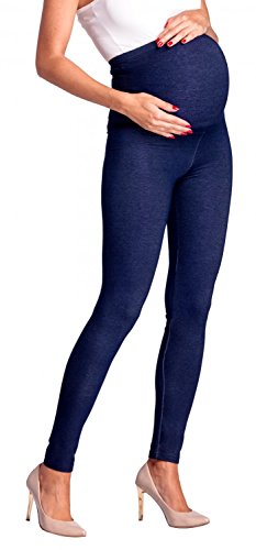 Zeta Ville - Premamá Leggings Efecto Mezclilla Banda para Barriga - Mujer - 948c (Jeans Azul Marino, XL