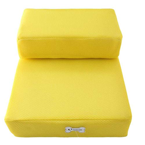 ZfgG Escaleras para Perros Mascotas Entrenamiento para Perros Plegable de Malla Transpirable Juego Escaleras Colchoneta de Esponja Escalera de Cama de Escalada, Colores Disponibles (Color : Yellow)