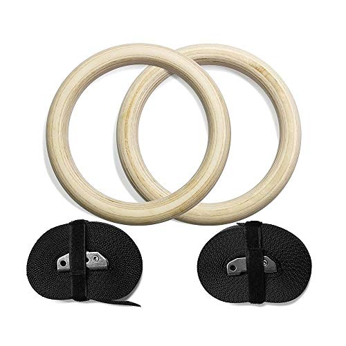 ZHANGXU Anillos de Madera Anillos de Gimnasia, Fitness Olímpicos (Correas), Home Gym Equipment, Equipo de Gimnasio, Ejercicios de Fitness, Pull-ups y vertederos