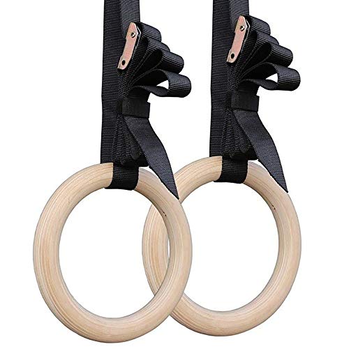 ZHANGXU Anillos de Madera Anillos de Gimnasia, Fitness Olímpicos (Correas), Home Gym Equipment, Equipo de Gimnasio, Ejercicios de Fitness, Pull-ups y vertederos