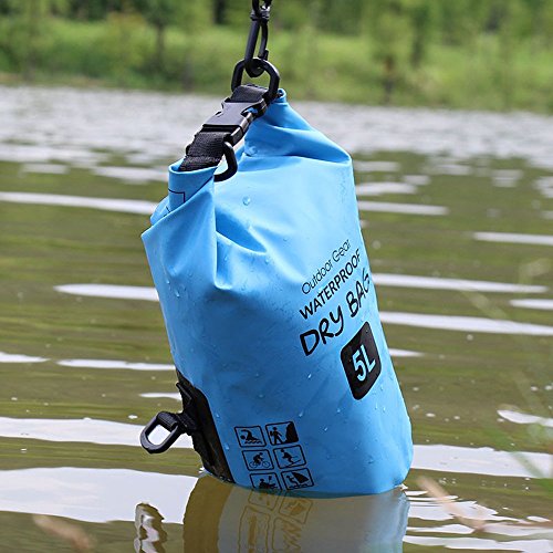 ZhaoCo Bolsa Seca, 5L/10L/20L/30L Bolsas Estancas Impermeable con Correa Ajustable para Rafting Kayak Pesca Natación Playa Senderismo Camping Canotaje Al Aire Libre Deportes Acuáticos(Amarillo,5L)