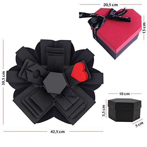 Zhonama Explosion Box totalmente montada, álbum de fotos personalizado, caja explosiva con sorpresa, ideal para regalos de cumpleaños, San Valentín, boda, idea original hazlo tu mismo