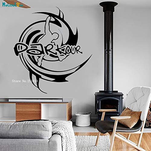 zhuziji Parkour Etiqueta de la Pared Deportes Extremos Etiqueta de Vinilo Saltar Street City Sports Decoración del hogar Arte Autoadhesivo Mural Vinilo Y63x69cm