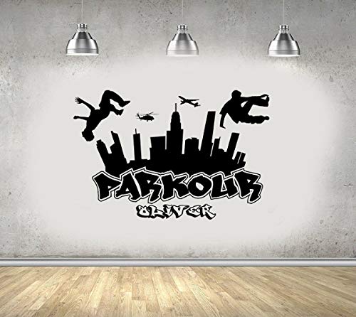 zhuziji Pegatinas de Pared Grandes Matvel, Parkour City Silhouette Free Run Jump City Skateboard Graffiti Encuentra tu Propio Camino Enfermera autoadhesiva Impermeable 94x63cm