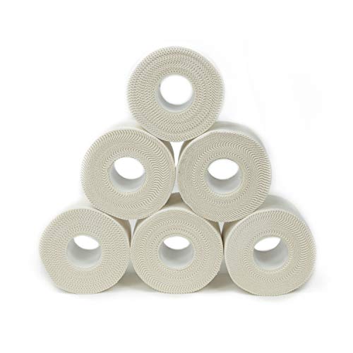 ZiATEC Locker Sport Tape Pro - 10 metros | cinta adhesiva deportiva, para fijar canilleras, cinta para dedos, muñeca, tobillo y más, color:6 x blanco