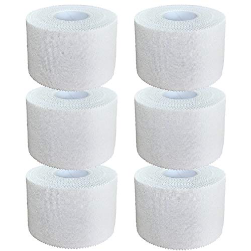 ZiATEC Locker Sport Tape Pro - 10 metros | cinta adhesiva deportiva, para fijar canilleras, cinta para dedos, muñeca, tobillo y más, color:6 x blanco