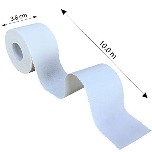 ZiATEC Locker Sport Tape Pro - 10 metros | cinta adhesiva deportiva, para fijar canilleras, cinta para dedos, muñeca, tobillo y más, color:6 x blanco