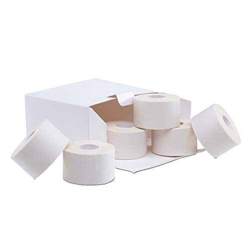 ZiATEC Locker Sport Tape Pro - 10 metros | cinta adhesiva deportiva, para fijar canilleras, cinta para dedos, muñeca, tobillo y más, color:6 x blanco