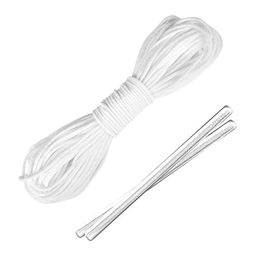 ziidoo Goma Elástica Específica para Mascarillas,Cuerda elástica(3mm 10Metros) y 30pcs Puente Nasal,cintas elásticas redondas blancas para máscara Bricolaje y costura 