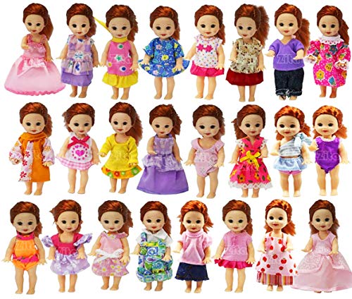 ZITA ELEMENT Ropa de Muñeca Pequeña Hecha a Mano 6 Piezas Moda Mini Vestido Encantador Vestido Traje para La Hermana Pequeña de Barbie Kelly Muñeca - Estilo Aleatorio