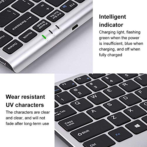 Zjcpow Conjunto Wireless ratón del Teclado, Ultra-Delgado Teclado de Aluminio Recargable para, Ordenador PC, Ordenador portátil de Plata Espacio xuwuhz (Color : Space Silver)