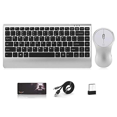 Zjcpow Conjunto Wireless ratón del Teclado, Ultra-Delgado Teclado de Aluminio Recargable para, Ordenador PC, Ordenador portátil de Plata Espacio xuwuhz (Color : Space Silver)