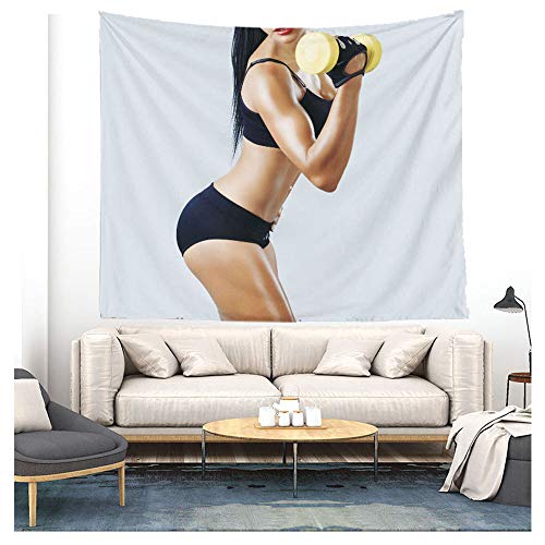 ZKAMANG Tapiz Colgante De Pared Ejercicio Estilo Fitness, Cartel De Pared De Fondo De Gimnasio, Tapiz De Pared De Mujer Fitness para Sala De Alquiler 150 X 130Cm 21