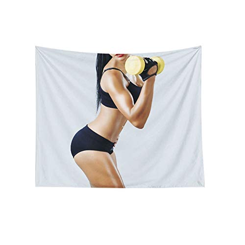 ZKAMANG Tapiz Colgante De Pared Ejercicio Estilo Fitness, Cartel De Pared De Fondo De Gimnasio, Tapiz De Pared De Mujer Fitness para Sala De Alquiler 150 X 130Cm 21