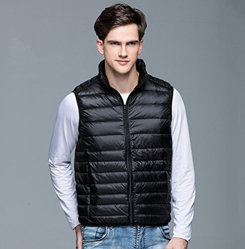 ZKOO Chaleco de Pluma para Hombre Ligero Sin Mangas Chaquetas Acolchado de Pluma Calentar Invierno Otoño Negro