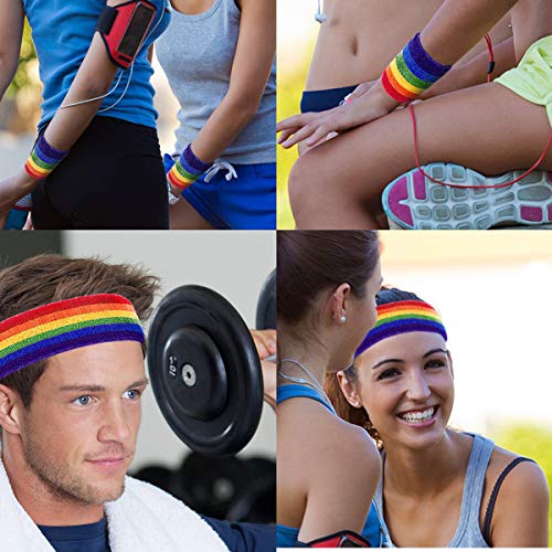 Zliger Juego De 12 Muñequeras,Diadema Deportiva Rayas AlgodÓN Colorida Banda De Sudor para Golf,Tenis,FÚTbol,Gimnasia,Baloncesto,Running Deportes AtlÉTicos