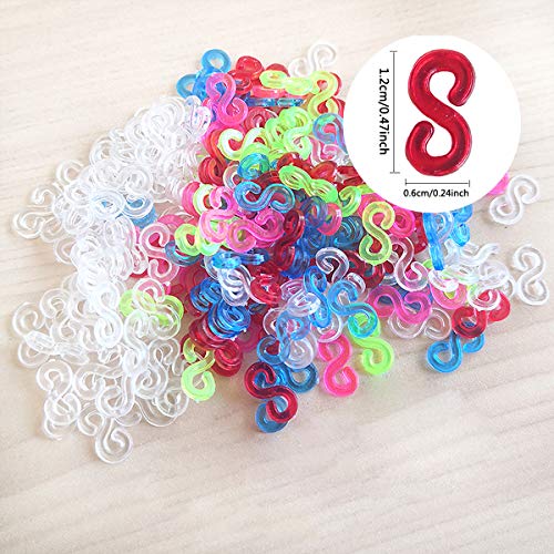 Zliger Telar S Clips Loom Bands Conexión S-Clips Ganchos Clip S Plástico Telar Band Kit de Pulseras de Goma para Pulseras de la Joyería Que Hace la Accesorios Herramienta (500 Blanco+500 Vistoso)