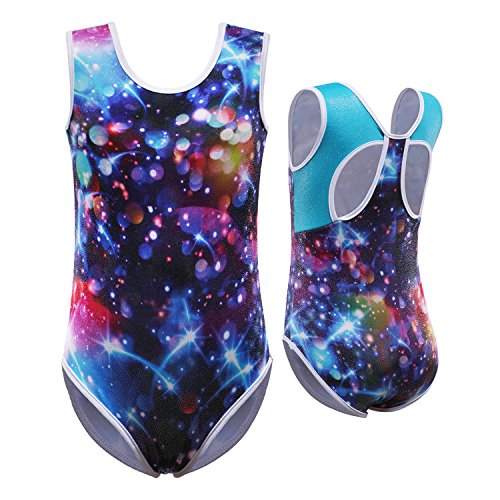 ZNYUNE Niña Maillots Gimnasia sin Manga 166 Galaxia 12A para 11-12 años